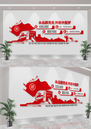 四个意识四个自信两个维护两个确立文化墙
