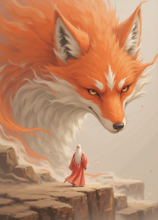 狐狸与仙侠主题的插画 PNG