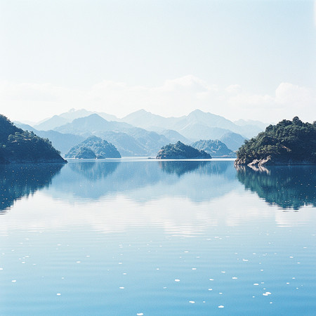 湖面映衬着连绵的山脉 湖面映衬着连绵的山脉
