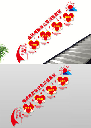民政事业高质量发展楼梯文化墙 民政事业高质量发展楼梯文化墙