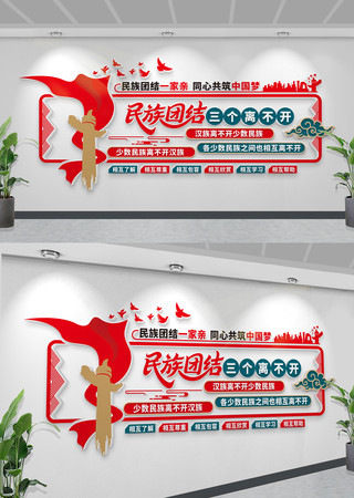 民族团结三个离不开文化墙党建文化墙 CDR