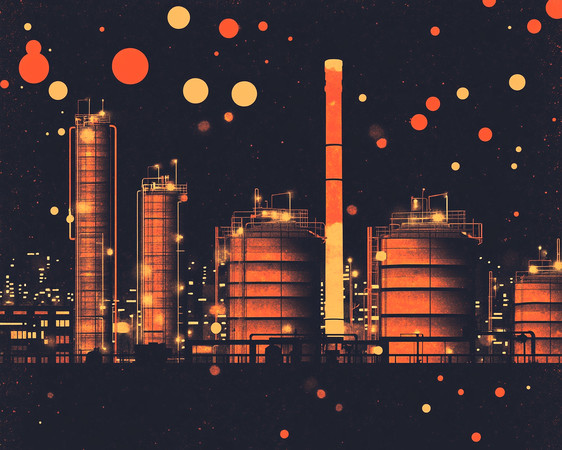 夜空下的工业工厂群 夜空下的工业工厂群