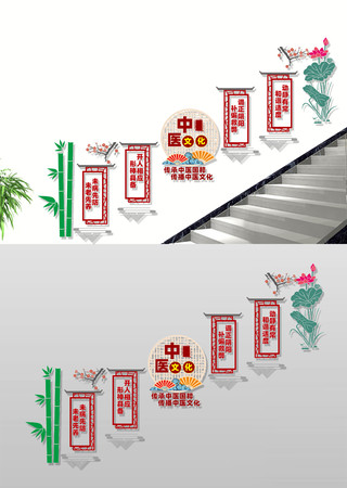 中医楼梯文化墙 CDR