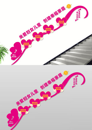 爱心母婴室宣传楼梯文化墙 CDR