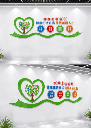 健康四大基石文化墙宣传标语 CDR