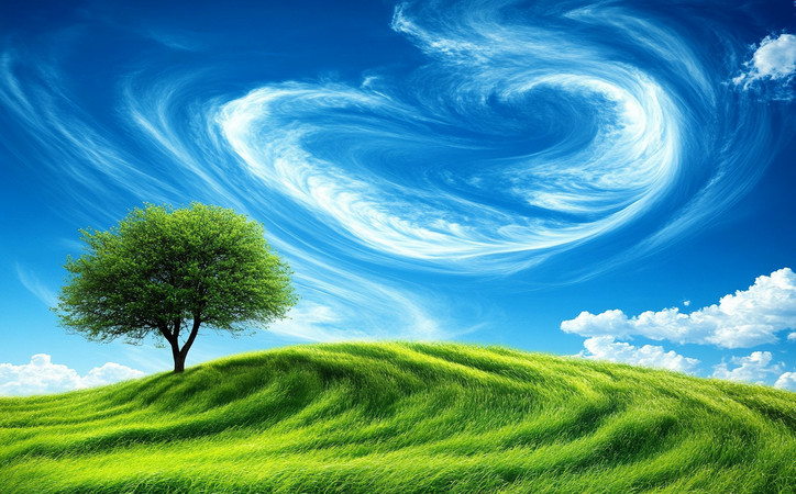 蓝天白云下的孤独树 蓝天白云下的孤独树