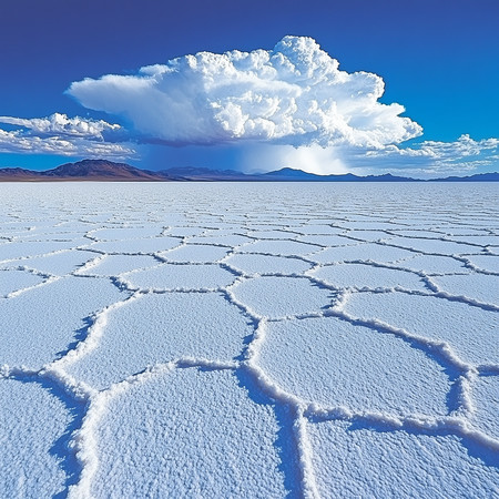 蓝天白云下的盐湖 蓝天白云下的盐湖