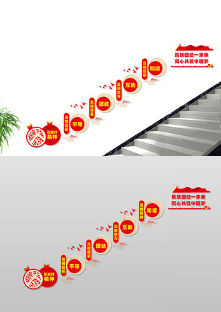 民族团结楼道文化墙