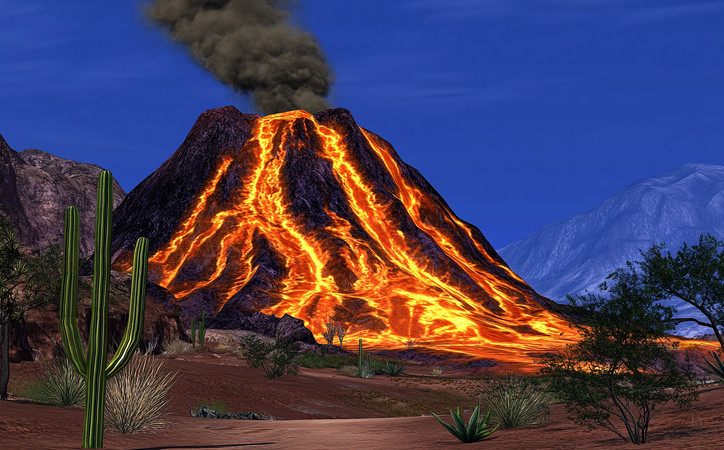 熔岩流淌的火山喷发 熔岩流淌的火山喷发