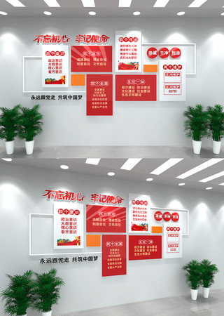 四个意识四个自信党建文化墙