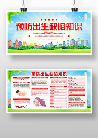 创意简约预防出生缺陷知识公益展板设计