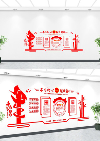 党员活动室布置党建文化墙 CDR
