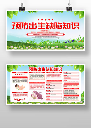 简约创意预防出生缺陷知识公益展板设计