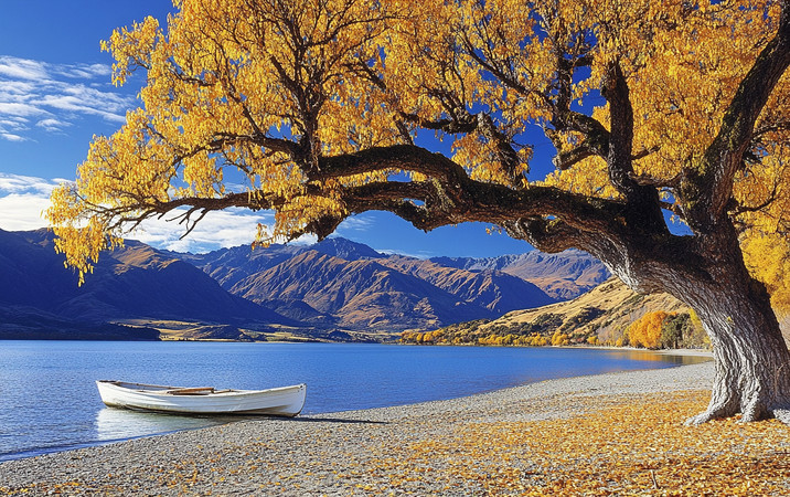 秋日湖畔孤舟静泊 秋日湖畔孤舟静泊