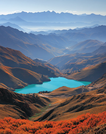 秋日山谷中碧水湖泊 秋日山谷中碧水湖泊