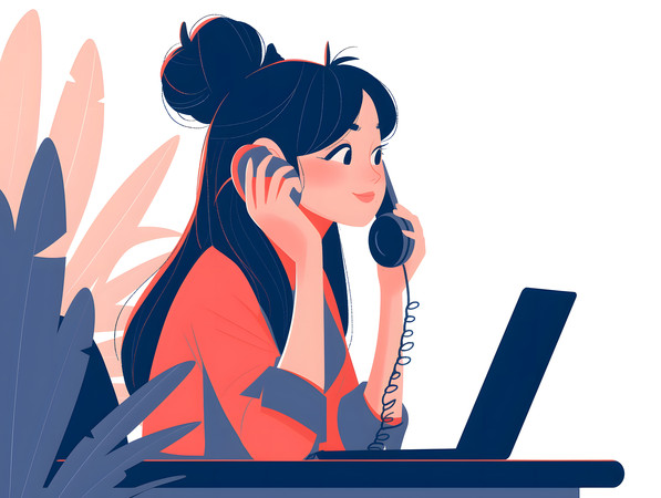 职场女性办公通话人物插画 职场女性办公通话人物插画
