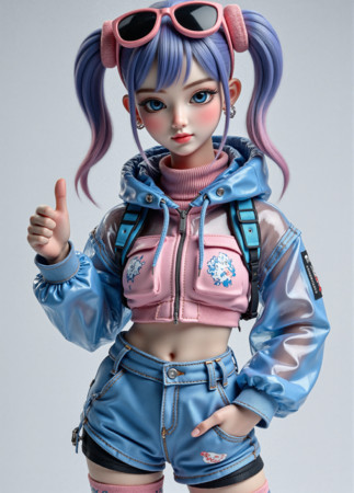 潮酷风格的时尚女孩