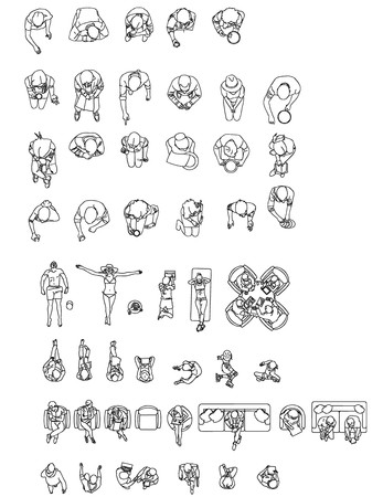 俯视人物CAD图库 dwg
