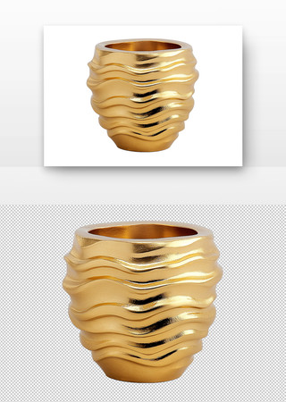 金色的波纹花瓶 PNG