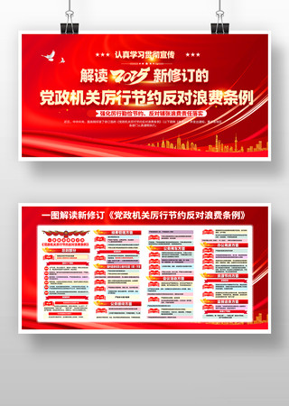 新修订的党政机关厉行节约反对浪费条例展板