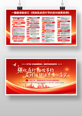 新修订的党政机关厉行节约反对浪费条例展板