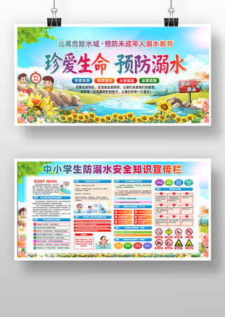 学校中小学生防溺水安全知识教育展板