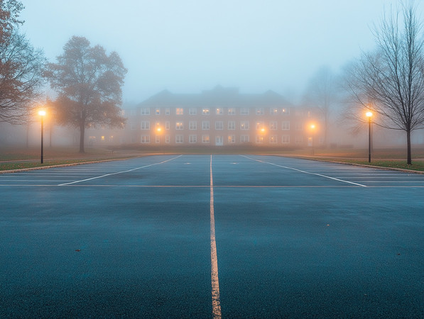 薄雾中的停车场 薄雾中的停车场