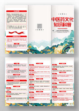 创意简约中医药文化知识科普三折页设计