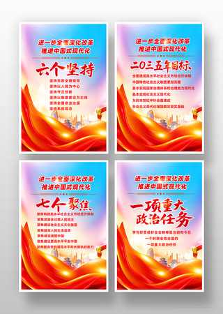 二十届三中全会要点速览党建海报