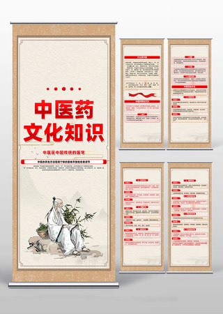 古风简约中医药文化知识科普易拉宝设计
