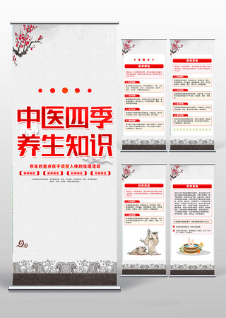 精致创意中医四季养生科普知识易拉宝设计