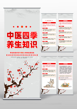 精致简约中医四季养生科普知识易拉宝设计