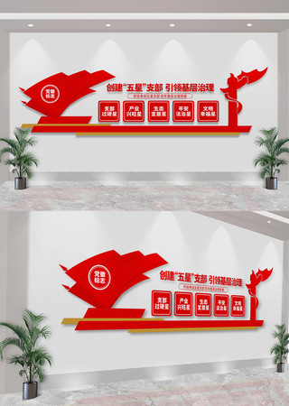 创建五星党支部党建文化墙 CDR