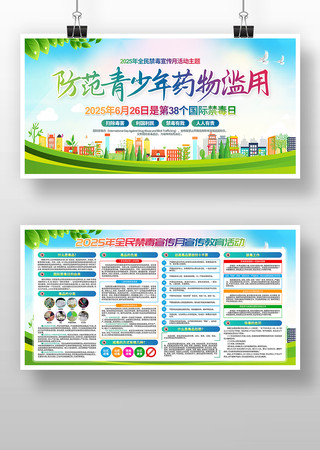 防范青少年药物滥用2025年禁毒展板
