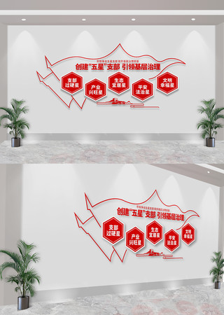 五星支部党建文化墙 CDR