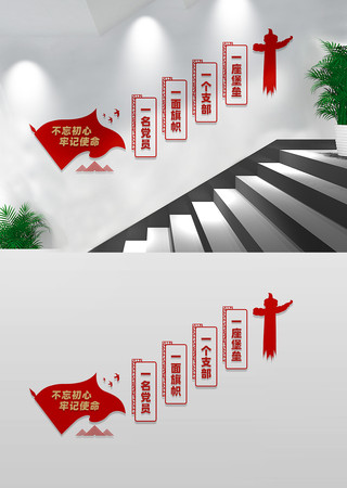 党建楼梯楼道文化墙标语 CDR