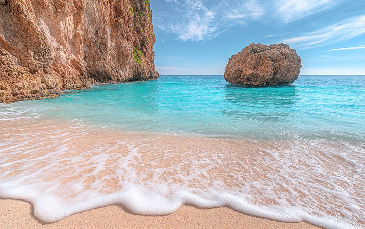 海浪轻抚的碧绿海滩 海浪轻抚的碧绿海滩