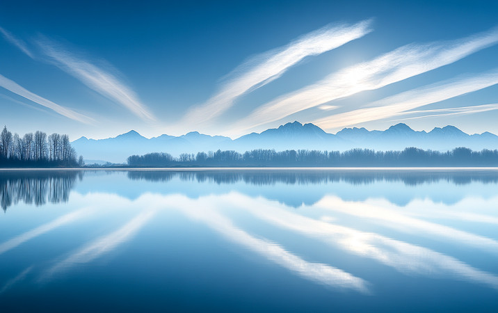 山脉倒影与天空