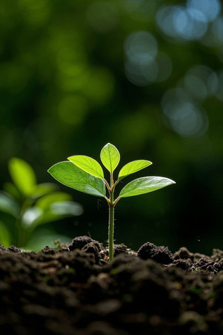 一种小植物从地下生长出来