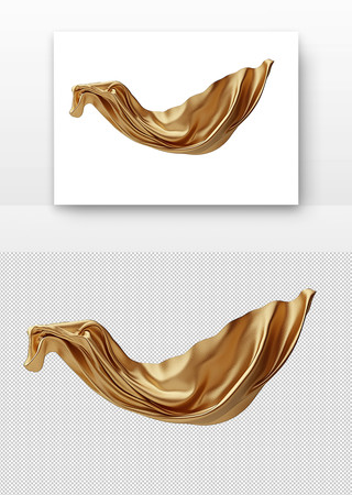 金色绸缎在空中飘动 PNG