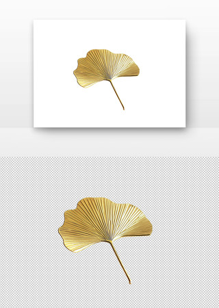 金色的银杏叶形状胸针 PNG