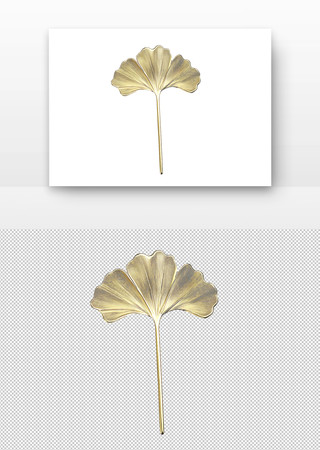 金色的银杏叶形状装饰品 PNG