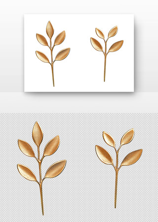金色的植物形状胸针 PNG