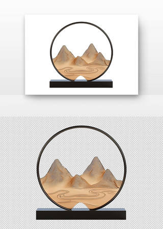 金色山峰与河流环绕的圆形艺术品 金色山峰与河流环绕的圆形艺术品