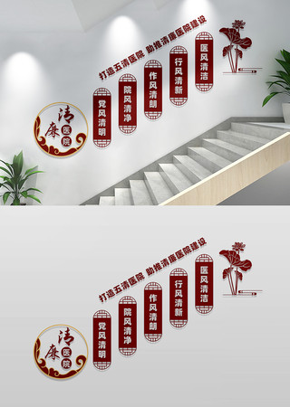 廉洁行医楼梯文化墙 CDR