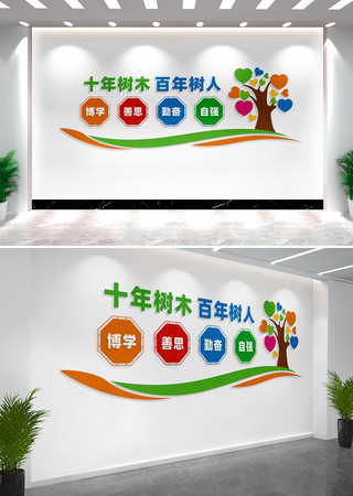 十年树木百年树人校园文化墙标语 CDR