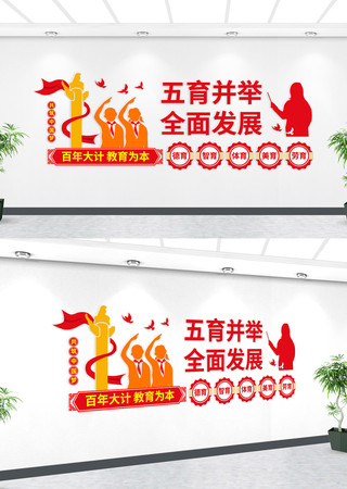五育并举全面发展学校文化墙 AI