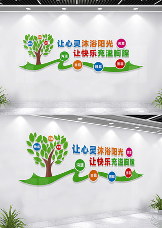 校园心理健康教育文化墙标语 CDR