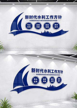 新时代水利工作方针文化墙标语 CDR