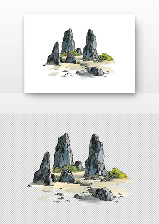苍劲的山峰与宁静的湖泊自然之美 PNG